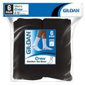 Gildan Branded Apparel Srl 6PK BLK Crew Socks 1048607